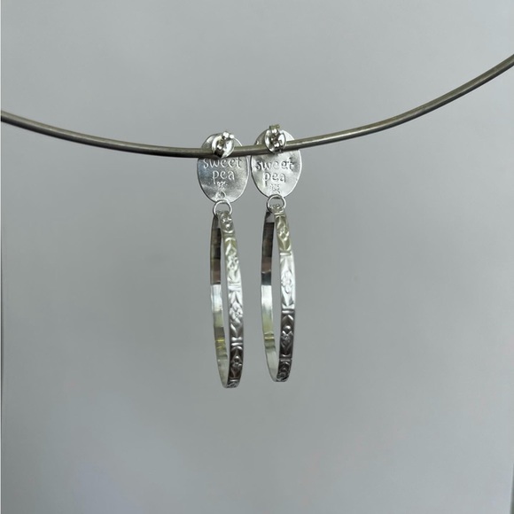 Handmade Sweet Pea brand Rose Quartz studs with hoops; sterling Silver earrings - Picture 2 of 3